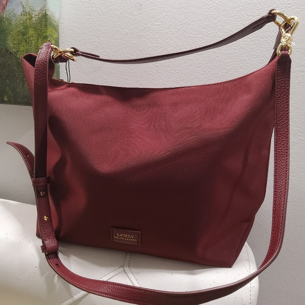 Lauren Ralph Lauren Chadwick Burgundy Hobo/Shoulder Bag